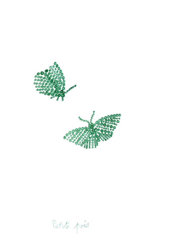 Claude Closky, ‘Petits pois [Peas]’, 1996, green ballpoint pen on paper, 70 x 51 cm.